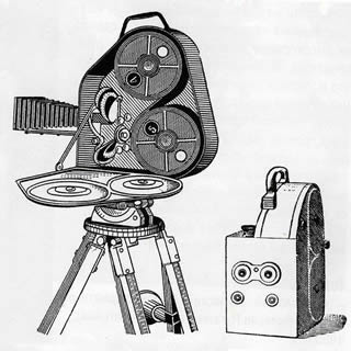 Киносъёмочный аппарат НИКФИ для стереосъёмки на две плёнки (1939 год)